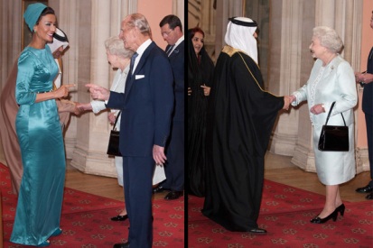 Emir Qatar dan Bahrain bersama istri bertemu Elizabeth